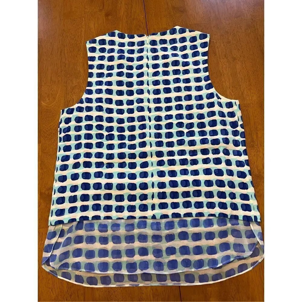 Kate Spade New York Layered Island Stamp Tank Blue Polka Dot Pattern Size Small